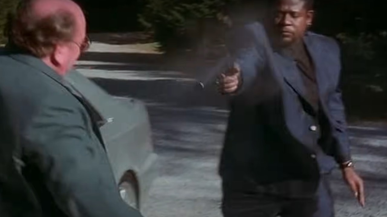 Forest Whitaker shooting a mafioso in Ghost Dog.