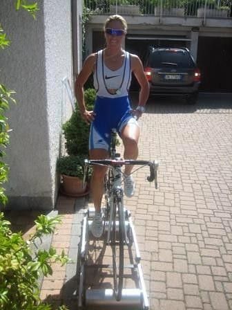 It takes loads of talent to ride no-handed on the rollers.