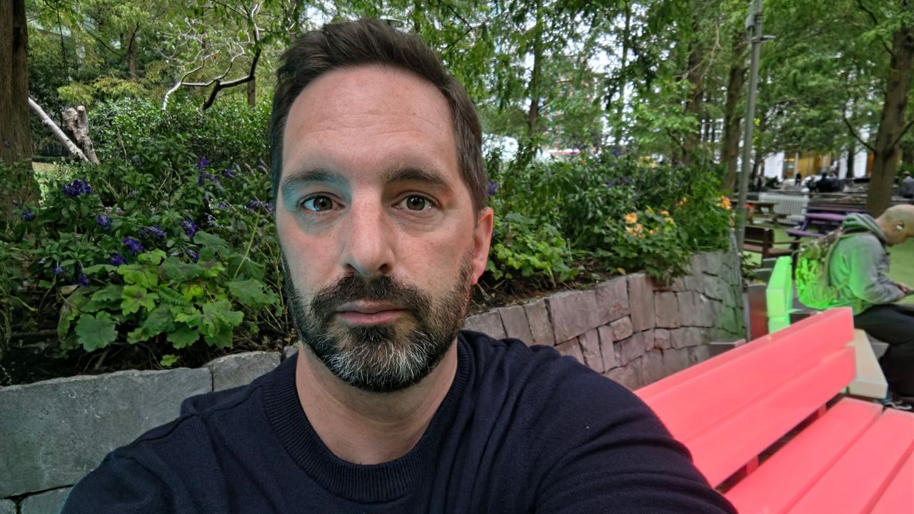 The Samsung Galaxy Z Fold 8 on a bench