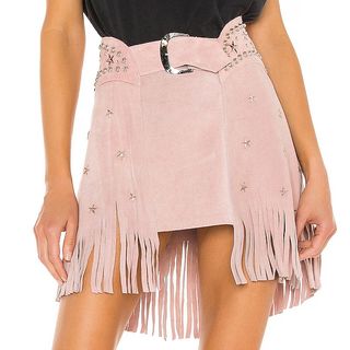 Paris Texas Suede Fringed Skirt