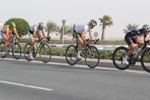 The group of four which broke away in a counterattack - Trixi Worrack (Specialized - lululemon), Judith Arndt (GreenEDGE-AIS), Adrie Visser (Skil-1t4i) and Kirsten Wild (Netherlands)