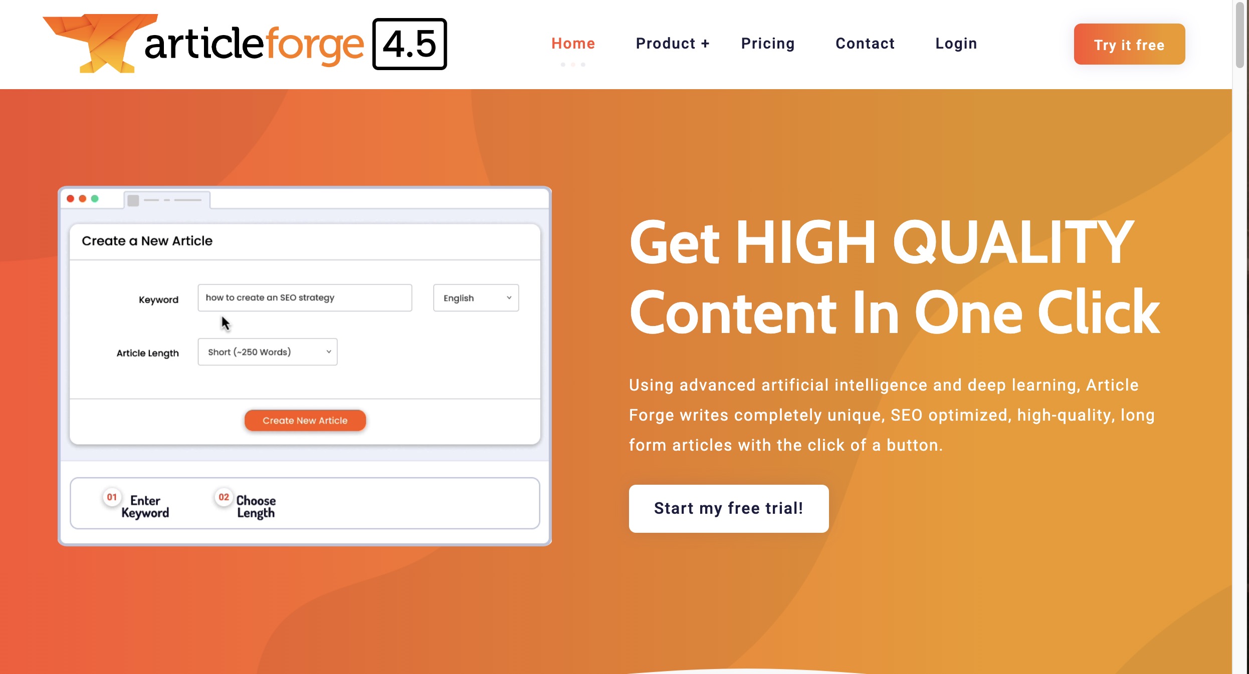 Article Forge website