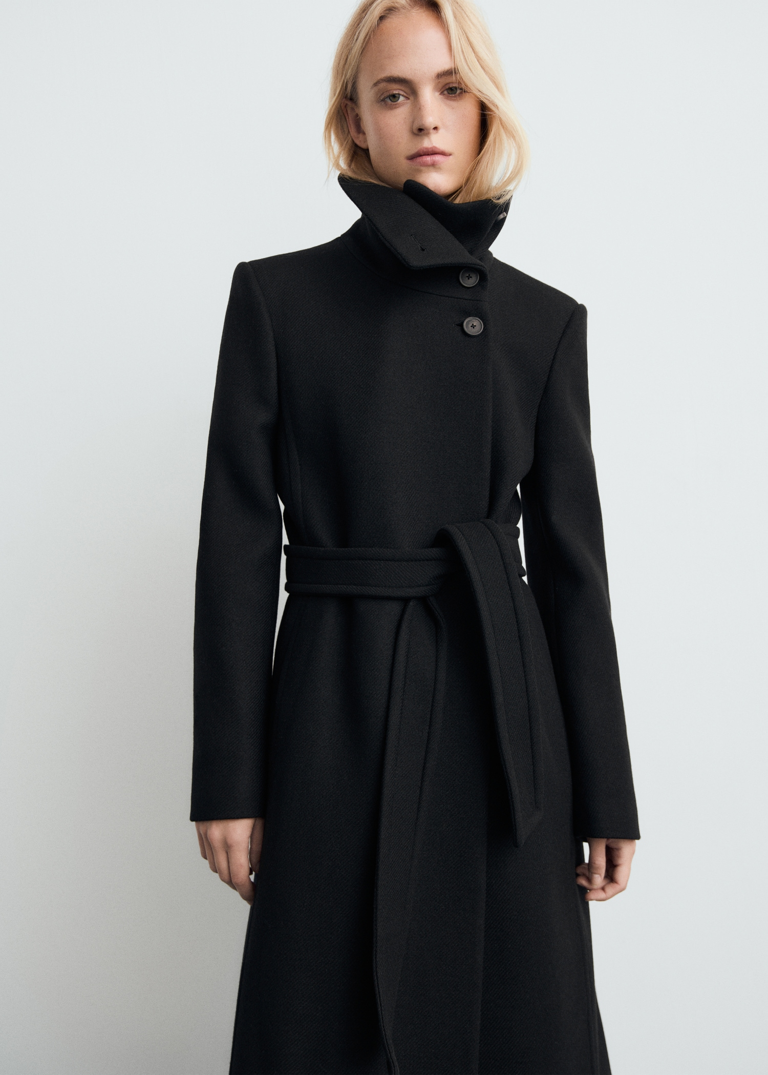 Manteco Wool Coat With Belt - Women | Mango United Kingdom