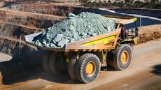 Mining dump truck loaded with nickel ore 