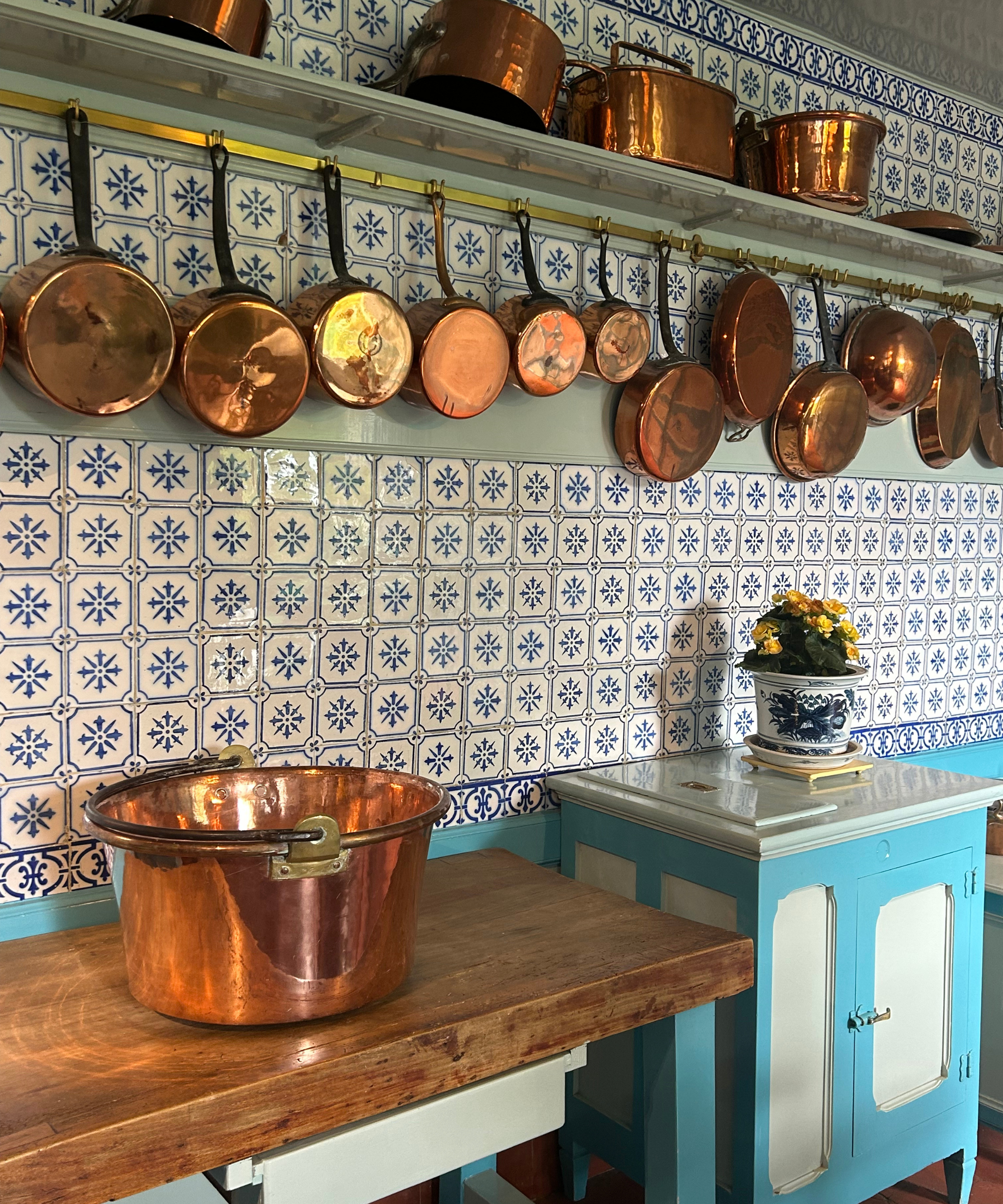 French copper cookware in Monet’s house in Giverny