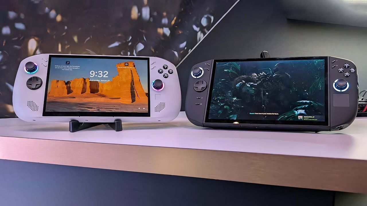Lenovo Legion Go S next to Legion Go 2.