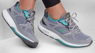 a photo of the Skechers Go Walk workout walker on the feet