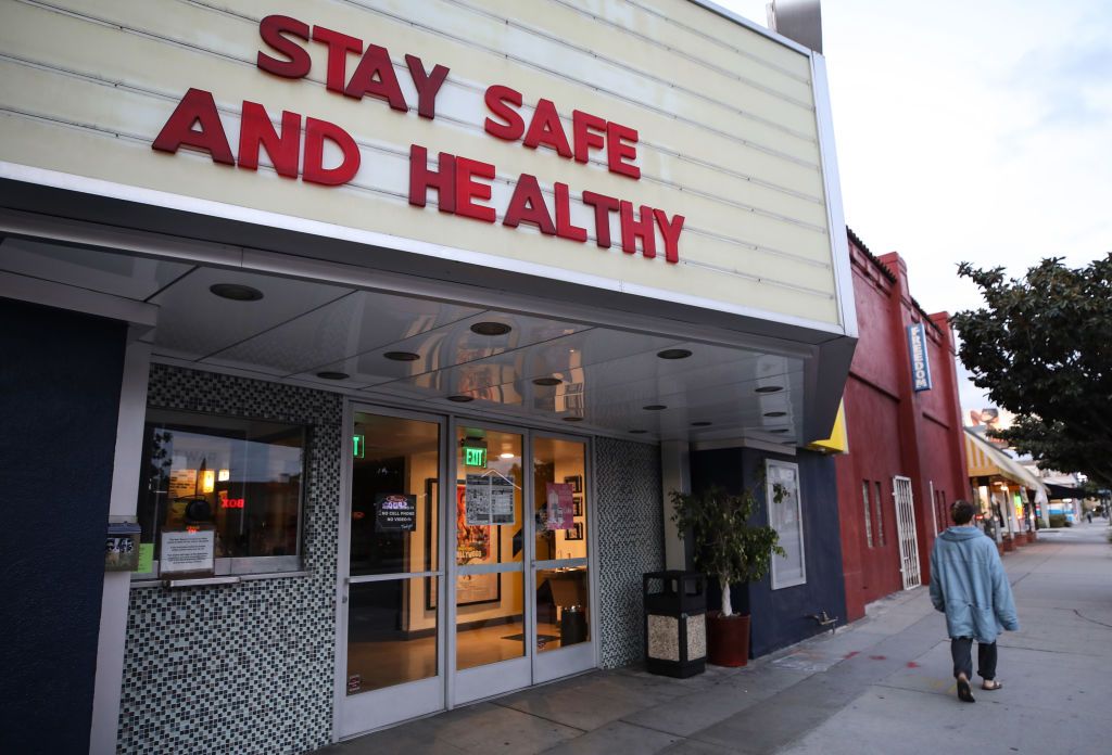 A shuttered movie theater in Los Angeles, California