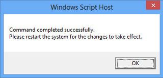 Windows Script Host will say command completed successfully