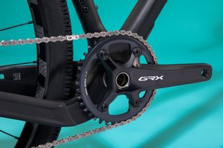 Evil Chamois Hagar Gravel Bike came with Shimano 1x GRX crankset with a 40t chainring which is in the image.