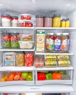 Organized fridge with food in containers