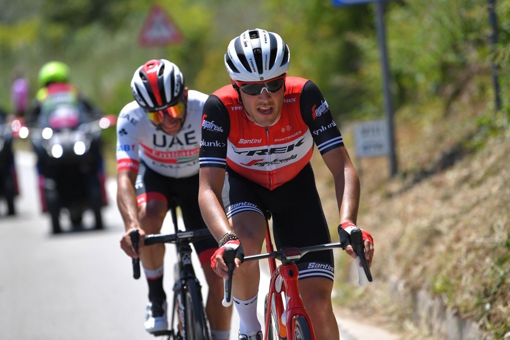 Matteo Moschetti (Trek-Segafredo) suffering on stage 7