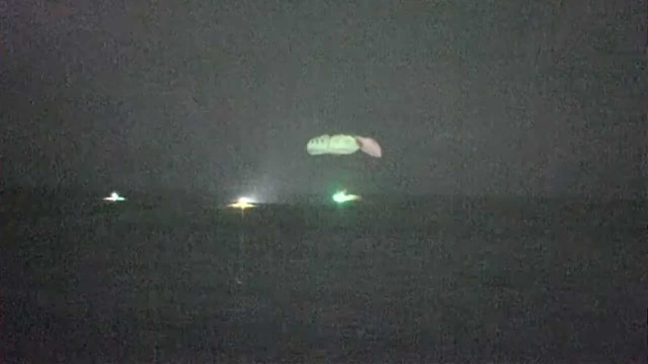 SpaceX's Crew Dragon "Resilience" splashes down in the Gulf of Mexico, south of Panama City, Florida, on May 2, 2021, at 2:56 a.m. EDT (0656 GMT).