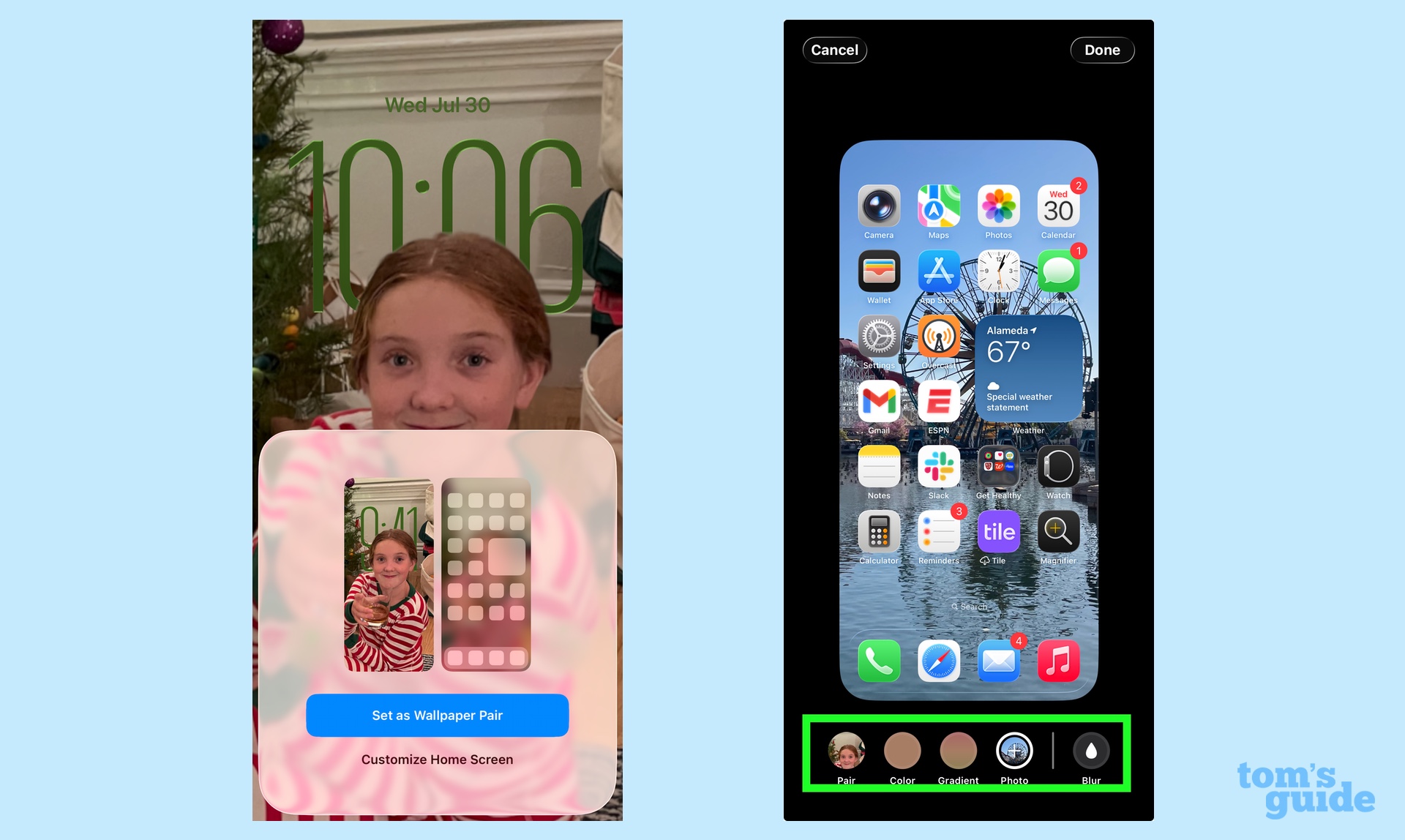 selecting a home screen wallpaper to pair with your lock screen