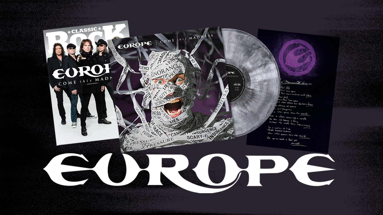 Europe on the cover of Classic Rock Magazine, plus a vinyl record and a lyric sheet