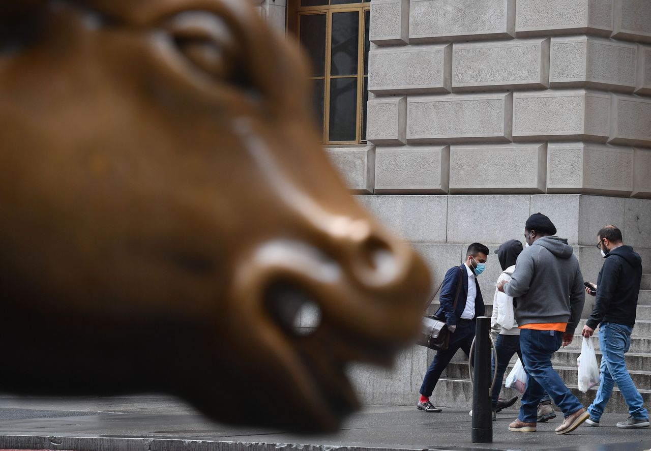 Charging bull on Wall Street.