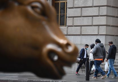 Charging bull on Wall Street.