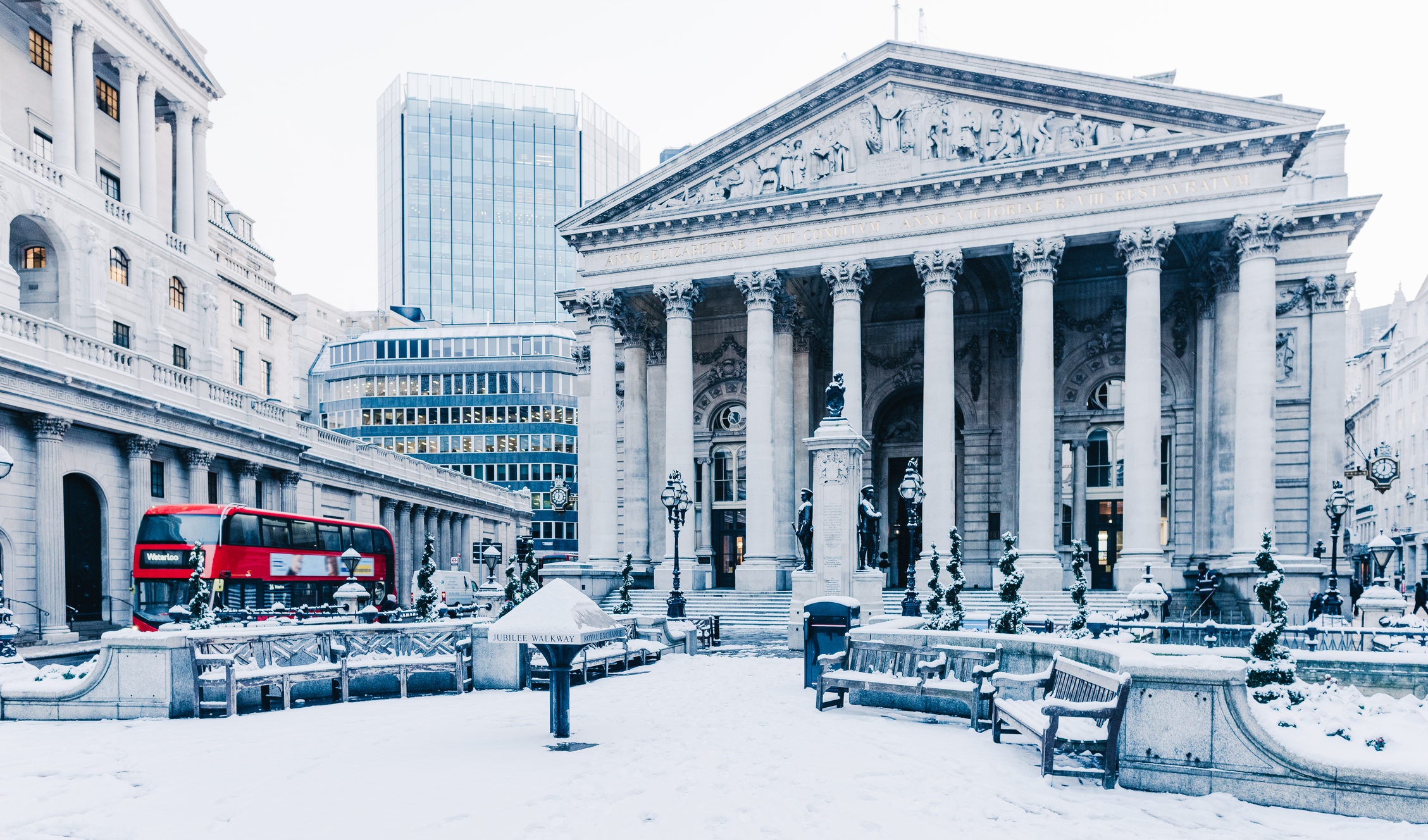 The City of London on a winter's snowy day