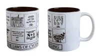 Two images of the Worry Less Design mug from different angles showing the motivational mottos printed on the design