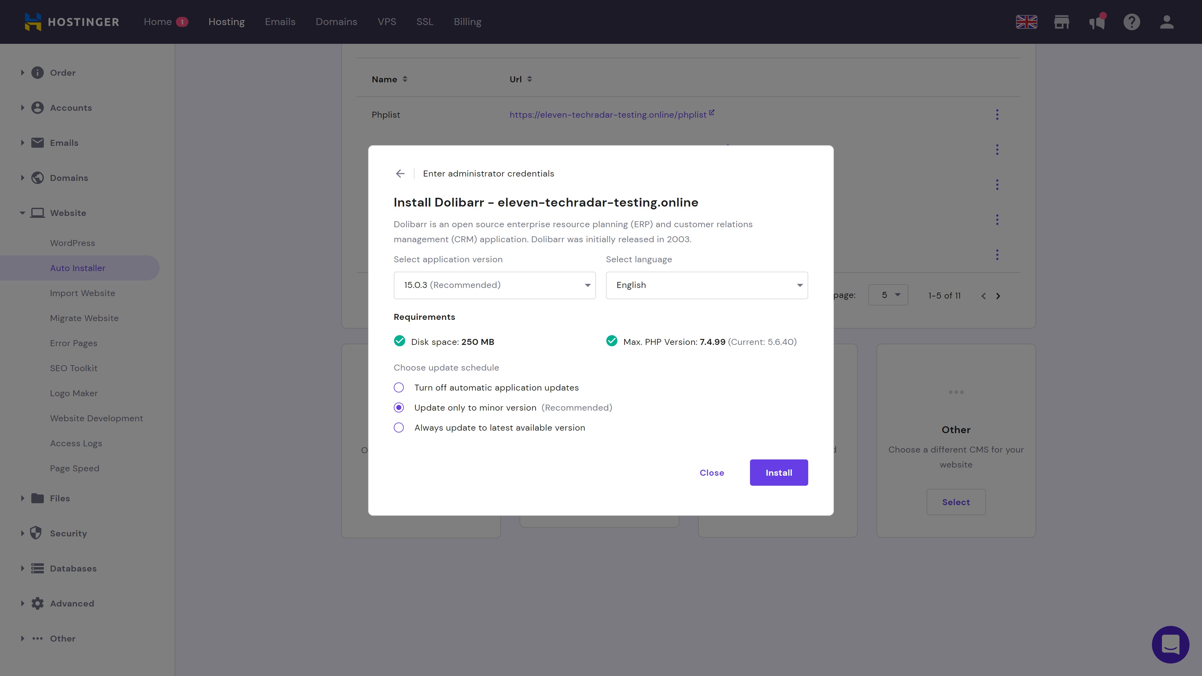 Hostinger Auto Installer
