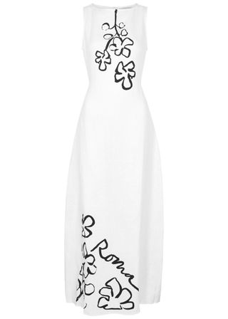 Nana print linen maxi dress