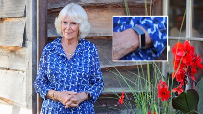 Camilla, Duchess of Cornwall pictured wearing a Fitbit