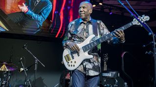 Nathan East performs on stage at the Yamaha booth during Day 2 of The 2025 NAMM Show at Anaheim Convention Center on January 24, 2025 in Anaheim, California