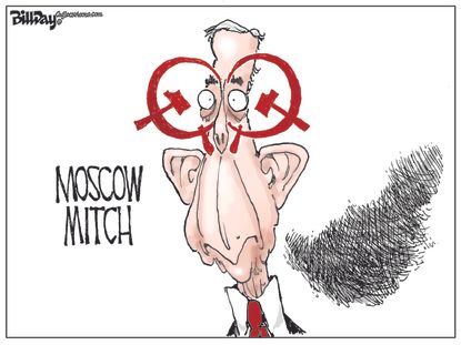 Political Cartoon U.S. Moscow Mitch McConnell Russian Election Interference