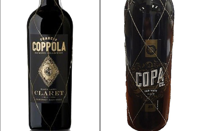 The Coppola and Copa Di Vino wines side by side, as shown in the lawsuit filed by GMYL.