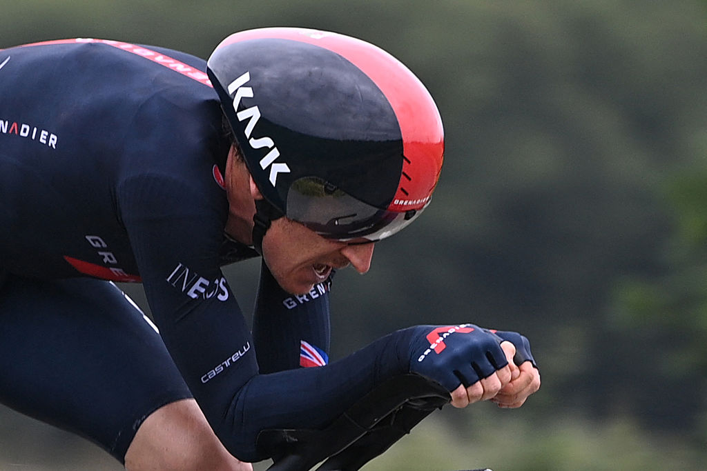 Team Ineos Grenadiers Geraint Thomas of Great Britain rides during the 5th stage of the 108th edition of the Tour de France cycling race a 27 km time trial between Change and Laval on June 30 2021 Photo by AnneChristine POUJOULAT AFP Photo by ANNECHRISTINE POUJOULATAFP via Getty Images