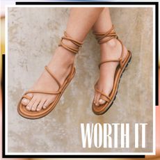 Emme Parson's newest tread sandal in tobacco brown