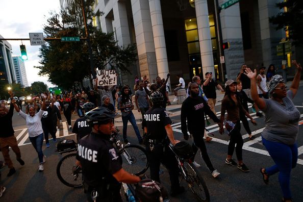 Protesters in Charlotte, North Carolina, on Wednesday night.