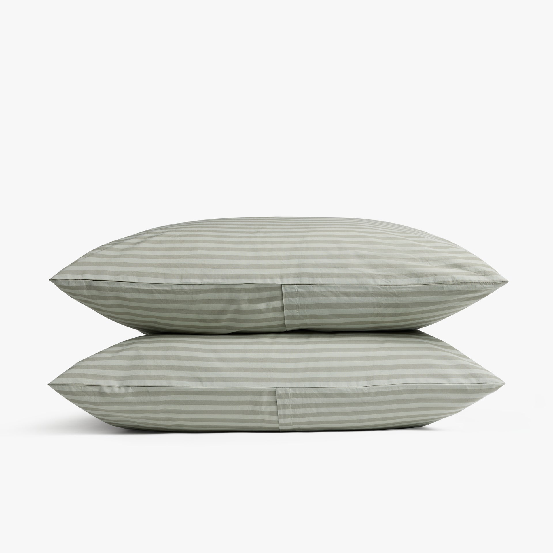 Percale Pillowcase Set (moss Stripe) - Moss Stripe / Standard / Back Envelope