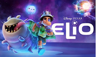 A space-loving kid and a chubby alien character from an animated film's promo art