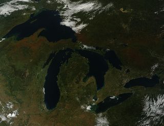 Fall colors over Great Lakes