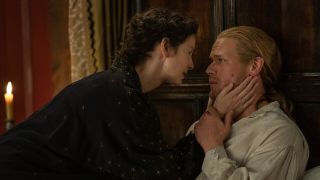 Claire and Jamie emotional in bed in Outlander Season 7
