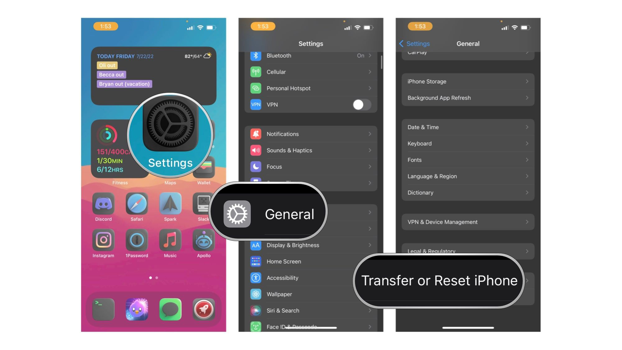 Screenshot showing how to transfer iphone settings