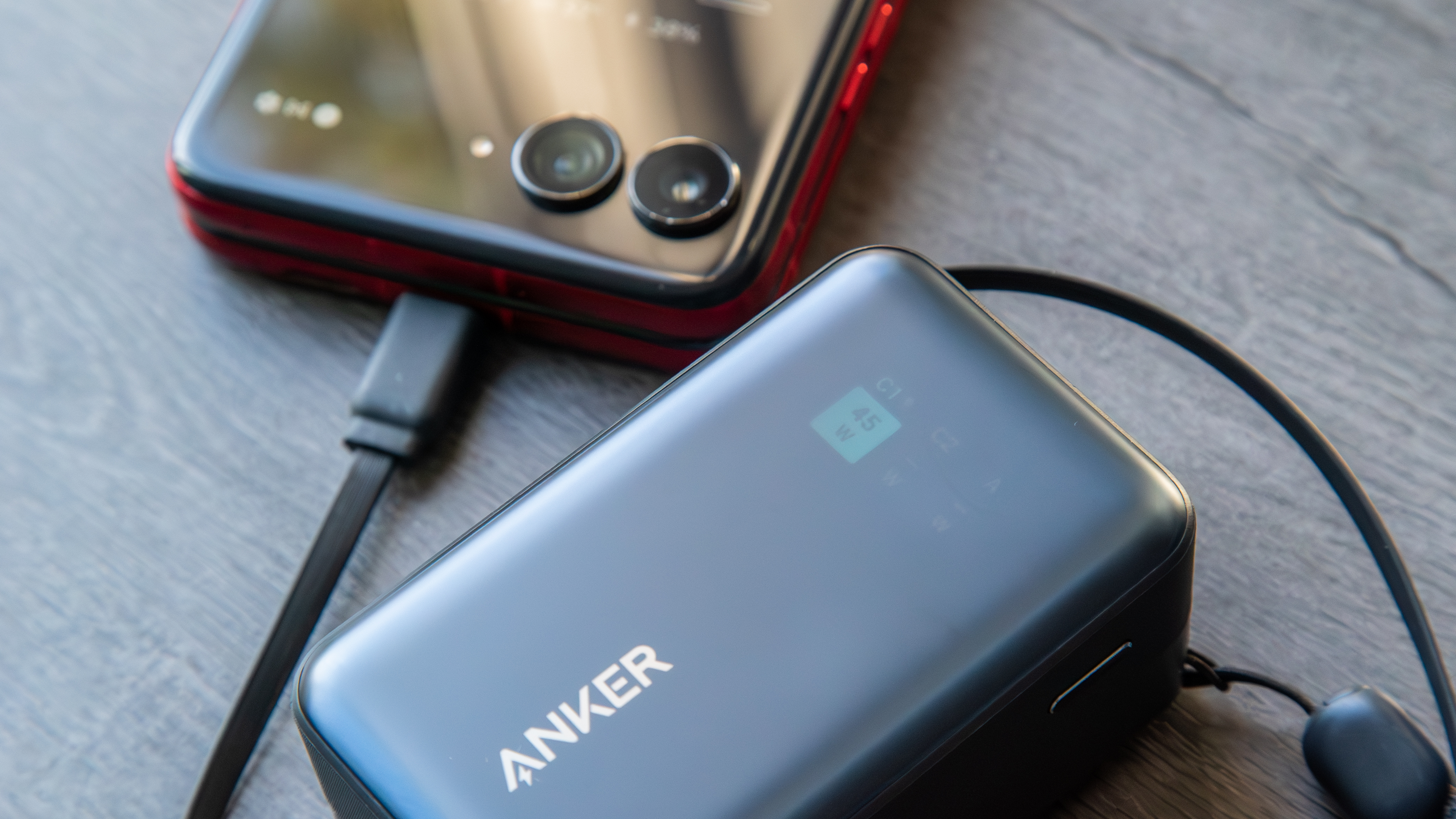 The Anker Nano Power Bank (A1638) charging a Motorola Razr Ultra 2025