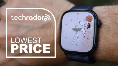 A close up of the Apple Watch Series 10 with a deals sticker 