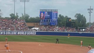The new video display at the Women's College World Series from Daktronics. 