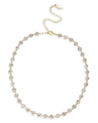 Bezel Choker Necklace in 18k Gold Plate, 12"