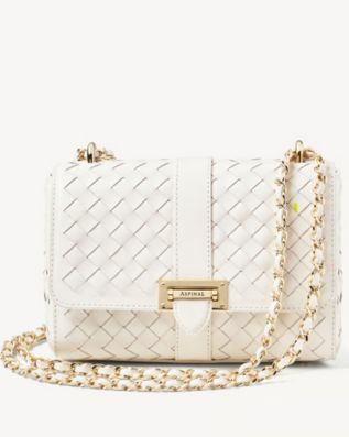 Chalk White Woven Leather Lottie bag