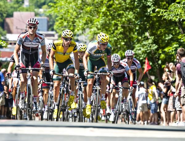 Climbing all together at the front Rory Sutherland (UnitedHealthcare-Maxxis), Scott Zwizanski (Kelly Benefits Strategies) along with most of their teams.