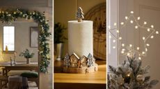 composite of light up garland, tissue holder and star tree topper