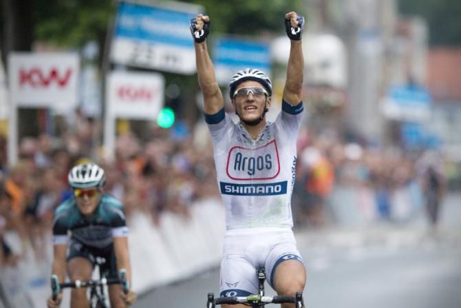 Marcel Kittel (Argos - Shimano) wins the Roeselare Criterium ahead of Matteo Trentin (Omega Pharma - QuickStep) and Andre Greipel (Lotto Belisol)