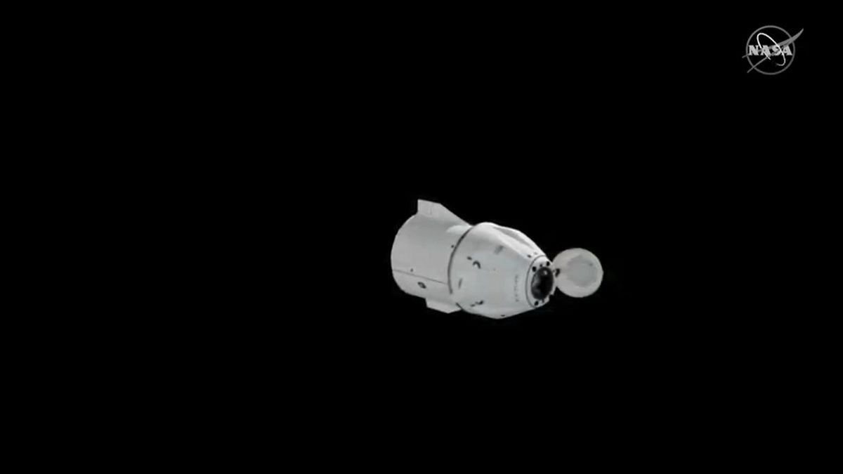 A SpaceX CRS-21 Cargo Dragon spacecraft makes the first automated undocking of a U.S. supply ship from the International Space Station on Jan. 12, 2020.