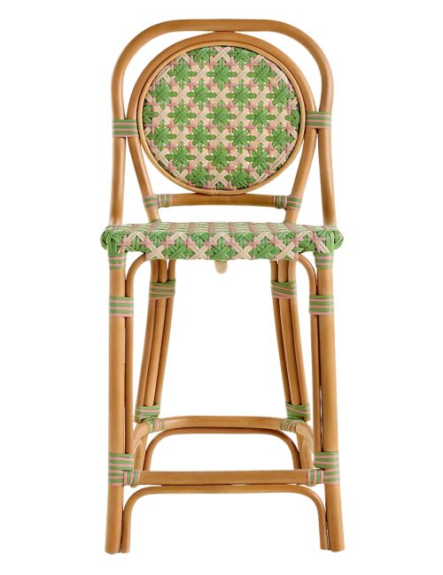 Coastal Rattan Bistro Counter Stool Chair