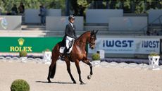 Monica Spencer and Artist, a good example of dressage training for thoroughbreds