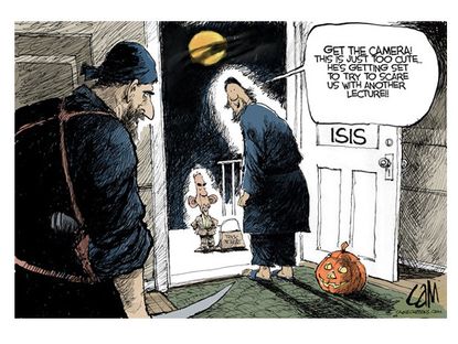 Obama cartoon ISIS strategy Halloween