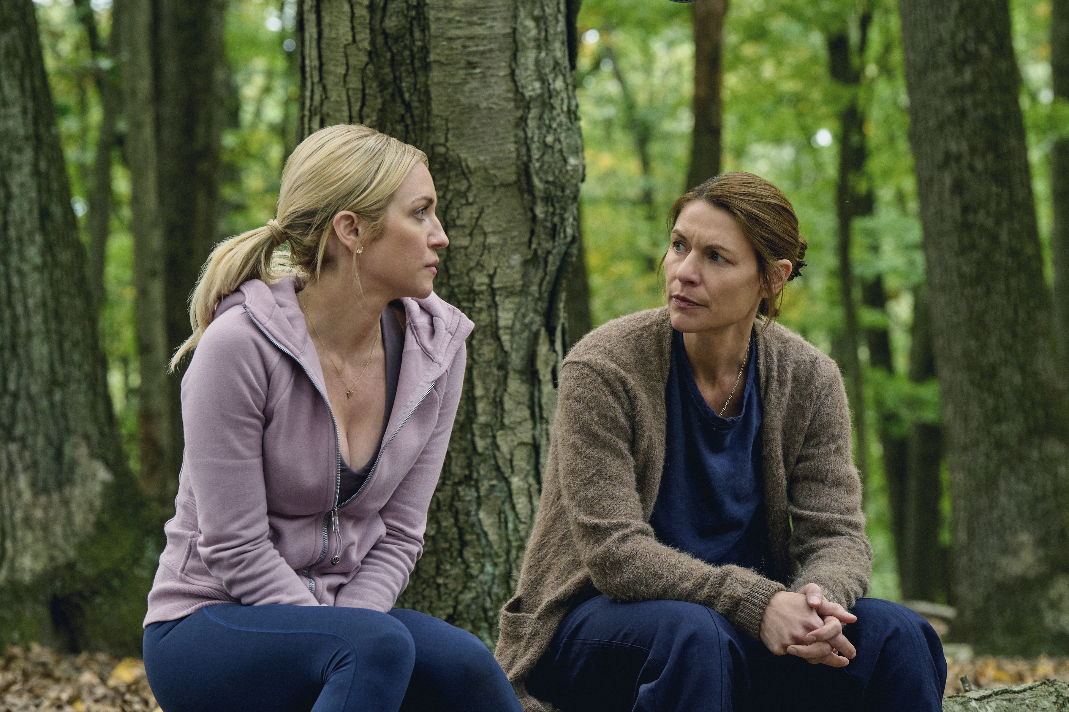 Brittany Snow as Nina and Claire Danes as Aggie Wigg having a conversation in the woods in the beast in me